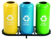 Geri Dönüşüm Kutusu 3Lü Ø30*65Cm Gen:103,5Cm thumbnail 1