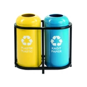 Geri Dönüşüm Kutusu 2Li Ø30*65Cm Gen:69,5Cm thumbnail 2