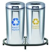 Geri Dönüşüm Kutusu 2Li Pasl. Ø30*66Cm Gen:69,5Cm thumbnail 2