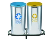 Geri Dönüşüm Kutusu 2Li Pasl. Ø30*60Cm Gen:69,5Cm thumbnail 1