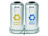 Geri Dönüşüm Kutusu 2Li Pasl. Ø36*78Cm Gen:76,5Cm thumbnail 1