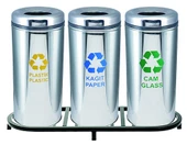 Geri Dönüşüm Kutusu 3Lü Pasl. Ø30*66Cm Gen:103,5Cm thumbnail 1