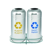 Geri Dönüşüm Kutusu 2Li Pasl. Ø36*78Cm Gen:76,5Cm thumbnail 2
