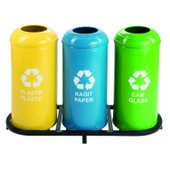 Geri Dönüşüm Kutusu 3Lü Ø30*65Cm Gen:103,5Cm thumbnail 2