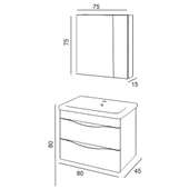 Denko İdea 80 cm MDF Beyaz Banyo Dolabı Alt Modül ve Seramik Lavabo thumbnail 3