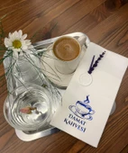 Mavi Yaldızlı Beyaz Mühürlü Lavanta Damat Kahvesi Cepli Peçete 1 Adet - 1