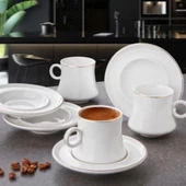 Gönül Dayanıklı Beyaz Gold 6 Kişilik Porselen Fincan Takımı G3488 thumbnail 3