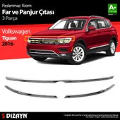 S-Dizayn VW Tiguan Krom Far Üst Çıtası 3 Prç. 2016-2020 - 1