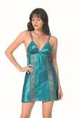 Aria's Closet Petrol Kısa Saten Gecelik - 2