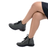 Kadın Hakiki Deri Anatomik Kauçuk Taban Bilek Boy Bot - 5