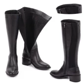 Kadın Hakiki Deri Ekstra Geniş Konçlu 5cm Topuklu Çizme thumbnail 5