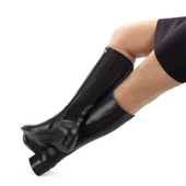 Kadın Hakiki Deri Ekstra Geniş Konçlu 5cm Topuklu Çizme thumbnail 2