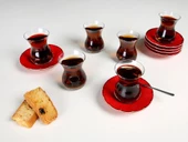 PORLAND SEASONS KIRMIZI 12 PARÇA 6 KİŞİLİK ÇAY TAKIMI - 1