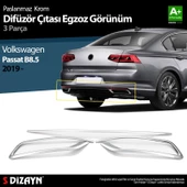 S-Dizayn VW Passat B8.5 Krom Egzoz Görünümü Difüzör Çıtası 3 Parça 2019-2023 - 1