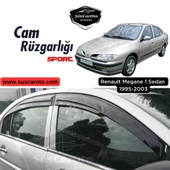 Renault Megane 1 1995-2003 Sedan Uyumlu Mugen Cam Rüzgarlığı Seti Piano Black 4'lü İthal Parlak Siyah - 1