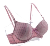 ZEITGEIST Balenli Dolgulu Push Up B Cup Destekli Dantelli Pembe Çizgi Desenli Sütyen No:43 - 2