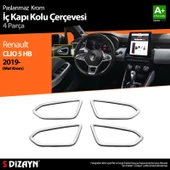 S-Dizayn Renault Clio 5 Krom İç Kapı Kolu Çerçevesi 4 Prç. 2019 ve Üzeri (Mat Krom) - 1