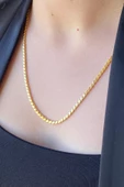 14 Ayar Altın 3 mm Pullu Zincir Kolye - 4