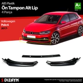 S-Dizayn VW Polo 6 ABS Plastik Ön Tampon Alt Lip 3 Prç. 2017-2021 A+Kalite - 1