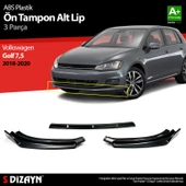 S-Dizayn VW Golf 7,5 ABS Plastik Ön Tampon Alt Lip 3 Prç. 2018-2020 A+Kalite - 1