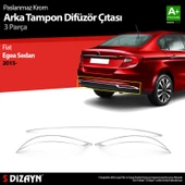 S-Dizayn Fiat Egea SD Krom Arka Tampon Difüzör Çıtası 3 Prç. 2015-2020 - 1