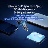 Usams US-CC159 80W (Type-C+USB) Üç Bağlantı Noktalı Hızlı Araç Şarj Soketi-Mavi - 8
