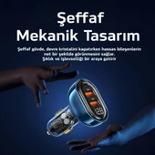 Usams US-CC159 80W (Type-C+USB) Üç Bağlantı Noktalı Hızlı Araç Şarj Soketi-Siyah - 3