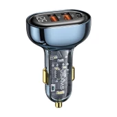 Usams US-CC159 80W (Type-C+USB) Üç Bağlantı Noktalı Hızlı Araç Şarj Soketi-Mavi - 1