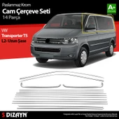 S-Dizayn VW Transporter T5 Uzun Şase Krom Cam Çerçeve Seti 2003-2015 Tek Sürgü A+ Kalite - 1