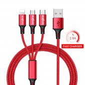 Longline 3lü Hızlı Şarj Kablosu TypeC Micro Apple Samsung Xiaomi - 1