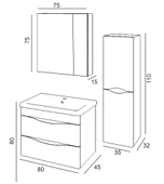 Denko İdea 80 cm MDF Beyaz Banyo Dolabı Takımı ve Boy Dolabı - 3
