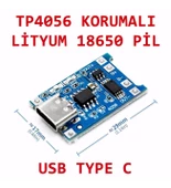 TP4056 Type-C Korumalı 18650 Lipo Pil Şarj Devresi - 1