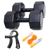 PS SPOR 16 KG DAMBIL (8 KG X 2 ADET + SAYAÇLI ELYAYI + SAYAÇLI ATLAMA İPİ) - 1