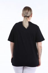 Pianoluce Kadın Büyük Beden Baskılı Yarım Kol T-Shirt - 12