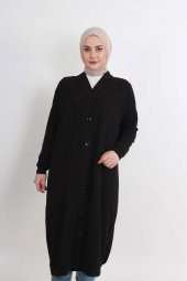 Standart Uzun Siyah Hırka Tunik - 1