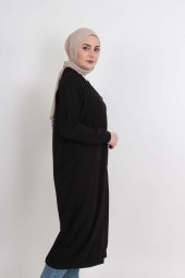 Standart Uzun Siyah Hırka Tunik - 2