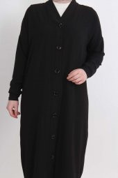 Standart Uzun Siyah Hırka Tunik - 3