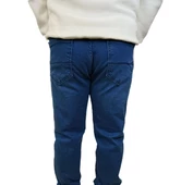 Erkek Denim Yüksek Bel Fermuarlı Regular Fit Likralı Mavi Kot Pantolon - 2
