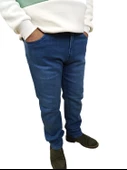Erkek Denim Yüksek Bel Fermuarlı Regular Fit Likralı Mavi Kot Pantolon - 3