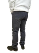 Erkek Denim Yüksek Bel Fermuarlı Taşlamalı Regular Fit Likralı Gri Kot Pantolon - 3