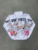 Unisex Fermuarlı Dijital Baskılı Rüzgarlik - Beyaz thumbnail 1