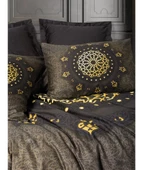 Cotton Box Palace Saray Modeli Pamuk Saten Çift Kişilik Nevresim Takımı-Togay Antrasit (4 Yastıklı) - 3