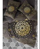 Cotton Box Palace Saray Modeli Pamuk Saten Çift Kişilik Nevresim Takımı-Togay Antrasit (4 Yastıklı) - 2