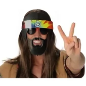 Siyah Saçlı Bandana Hippi Parti Gözlüğü - 3