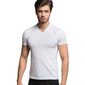 Microfiber T-Shirt - V Yaka - Thermoform - Beyaz - 1