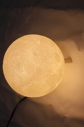 Dekoratif Ayaklı 3d Ay Gece Lambası Standlı Küre - 4