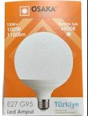 Osaka 15W (100W) 6500K (Beyaz Işık) E27 Duylu G95 Led Glop Ampul (10 Adet) - 2