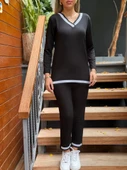 Kadın Uzun Kollu V Yakalı şerit Detay Alt Ve üst Viskon Iki Iplik Detay Ikili Takım - 4