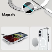 Apple iPhone 16 Uyumlu Ergonomik Kavisli Tam Koruma Magsafe Şarj Airbagli Şeffaf İncek Kapak - 7