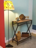 DEKORATİF METAL DRESUAR AHŞAP RAFLI STAND ÇOK AMAÇLI SALON VE HOL RAFI - 4